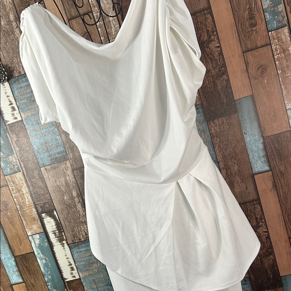 Chic Asymmetrical White Dress - Picture 10 of 15